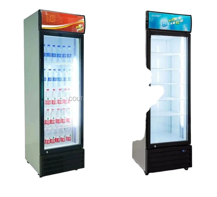 358L single door double layer glass upright vertical showcase