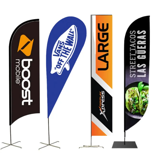 Outdoor Custom Knitted Advertising Flying Banners Polyester Printing Beach Flags Swooper  Teardrop Flag  Feather Flag