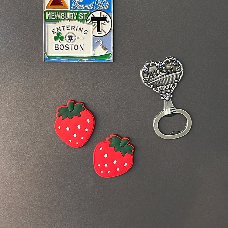 Factory Designer Promotional Product In Stock Creative Cartoon Strawberry Pvc Rubber Promotional Refrigerator Fridge Magnets