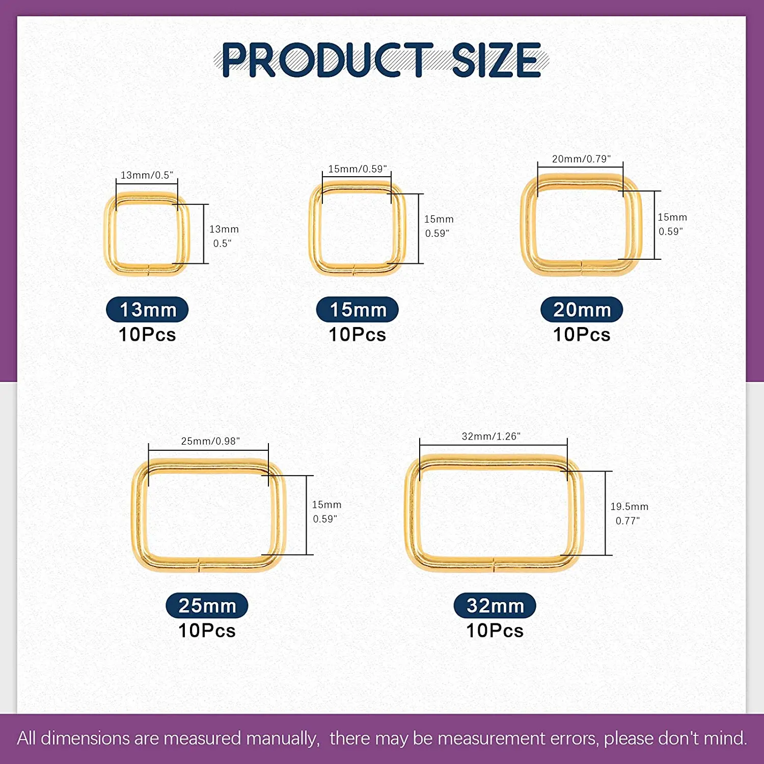 Wholesale leather rectangle bag strap clasp accessories custom metal square handle zinc alloy ring buckle for handbag shoes hat