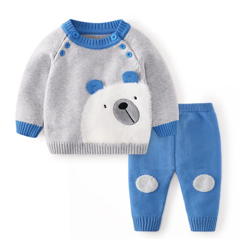 Wholesale cartoon bear animal embroidered newborn baby cute boys and girls clothes