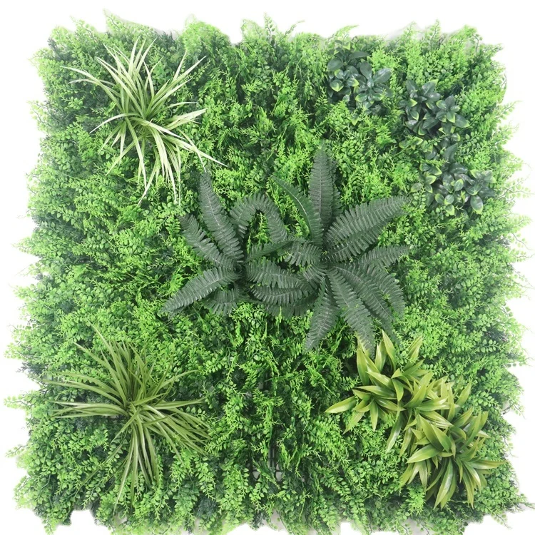 Wholesale Faux Boxwood Hedge Plant Wall Tropical Jungle Plastic Green Flower Wall Panels Artificial Grass Wall Design For Decor