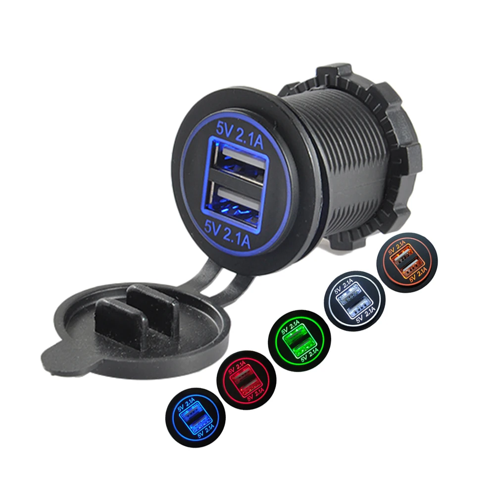 12V 24V Fast Charging Double Port 4.2A 2.1A USB Charger Socket for Car Bus