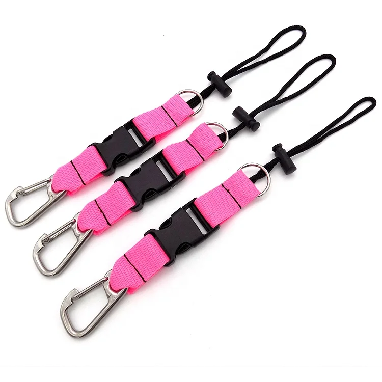 GuoFeng Customized Pink Elastic Coiled Lanyard With Snap Karabiner