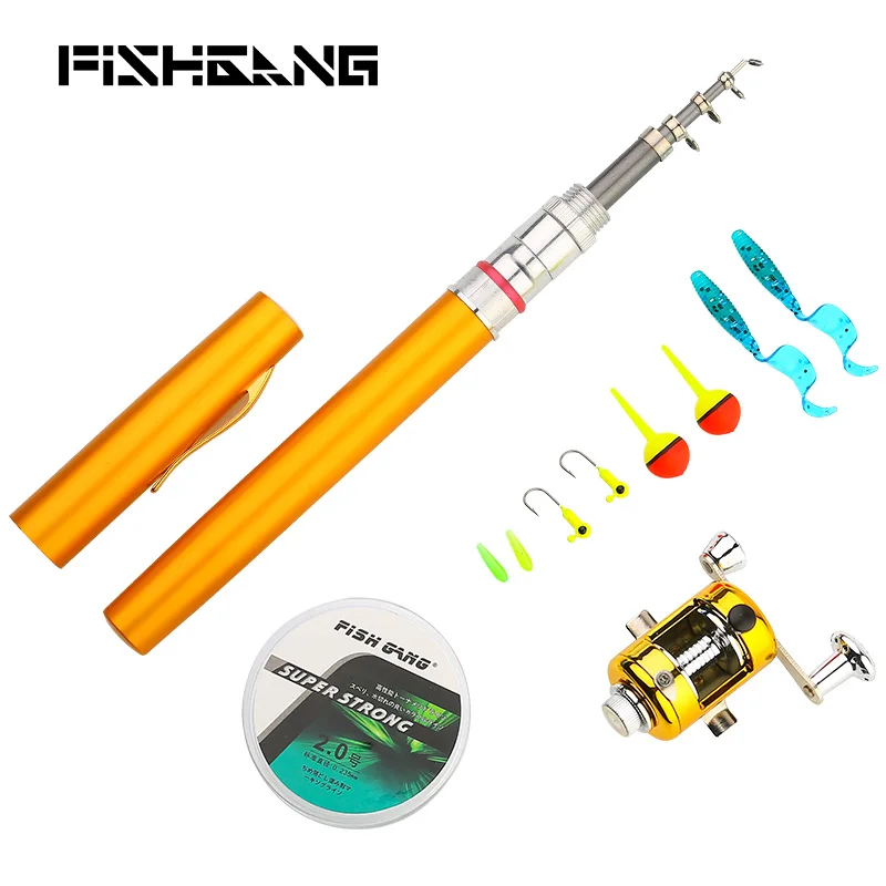 FISHGANG telescopic pen mini fishing rod telescopic pocket  mini pen fishing rod and reel pen telescopic
