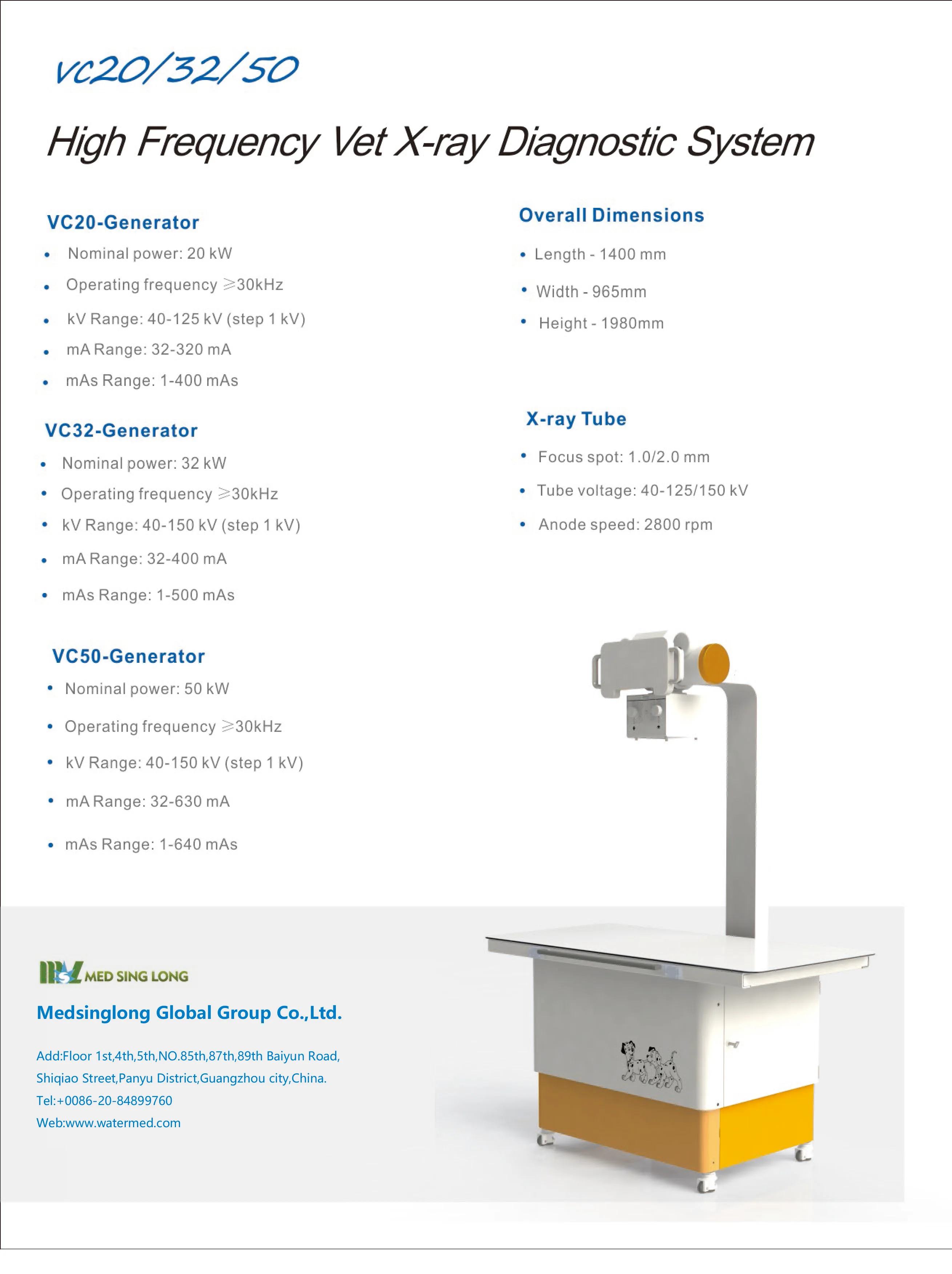 Affordable 20KW High Frequency Veterinary X-ray Diagnosis