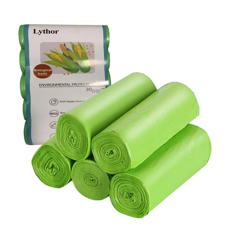 Environment Friendly 100% Compostable Plastic Roll Garbage Bags Trash Bags