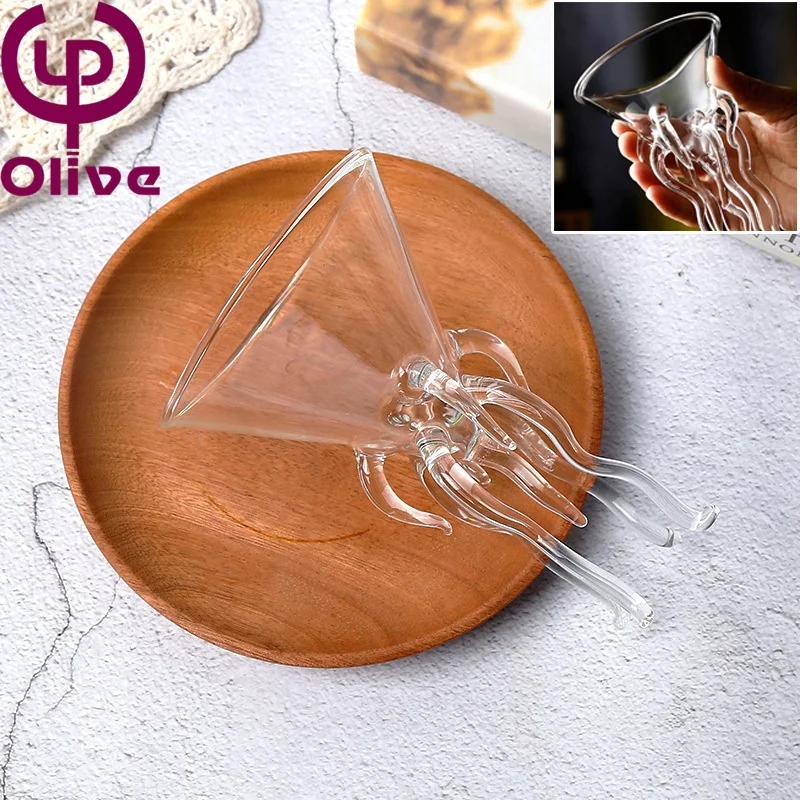 High Borosilicate Glass Drinkware Wine Goblet Wedding Transparent Jellyfish Margarita Martini Glass Bar Octopus Cocktail Glass