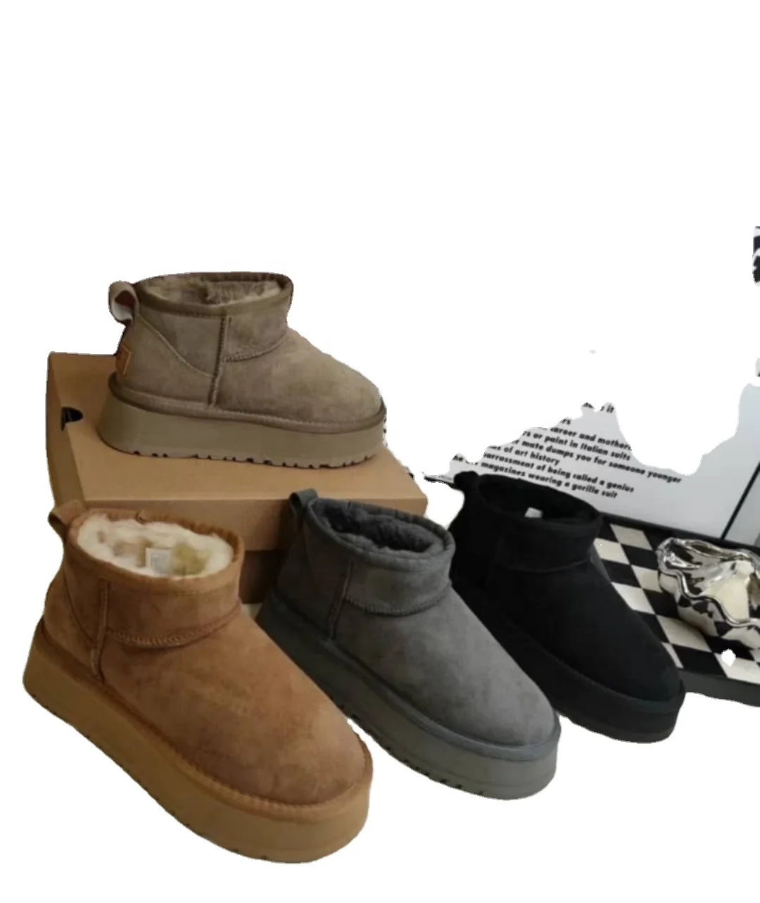 2022 Wholesale Stylish Winter Plush Ankle Boots for Women and Men