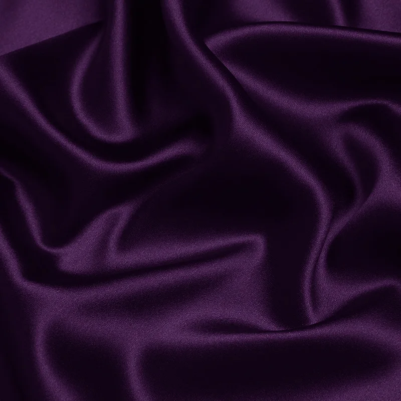 100% mulberry Silk Fabric 19mm silk satin fabric 114cm width NO.53 color deep purple