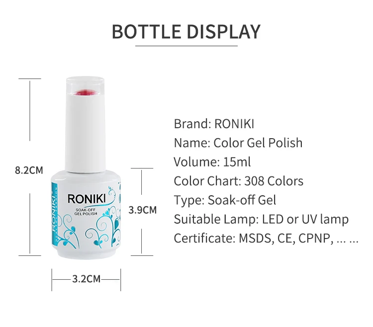 RONIKI Free Sample Private Label Wholesale Nails Polish Colour Uv Gel Nail Polish LED Lamp 30s Uvlamp 2mins 20 Per Color Pcs
