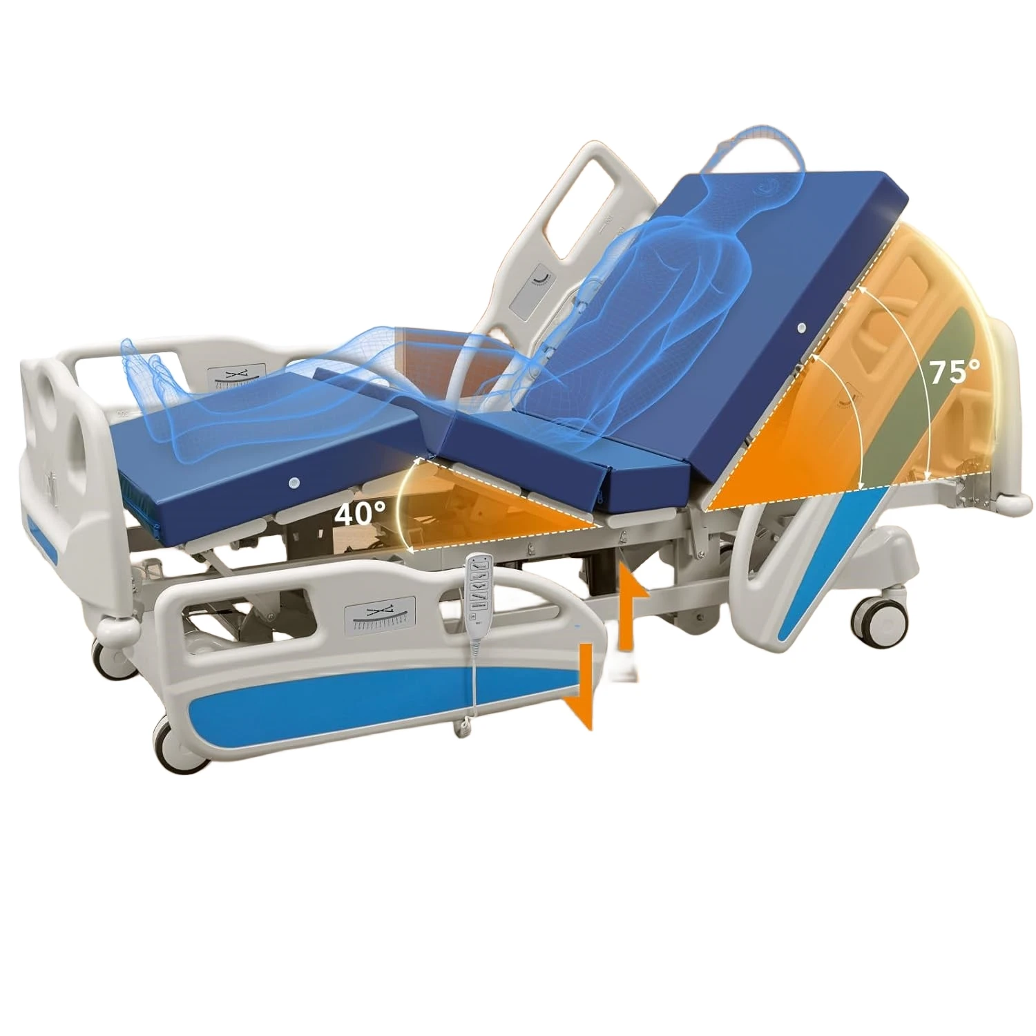 Cama clinica медицинская кровать для пациента 5 функций ICU электрическая Больничная койка с матрасом