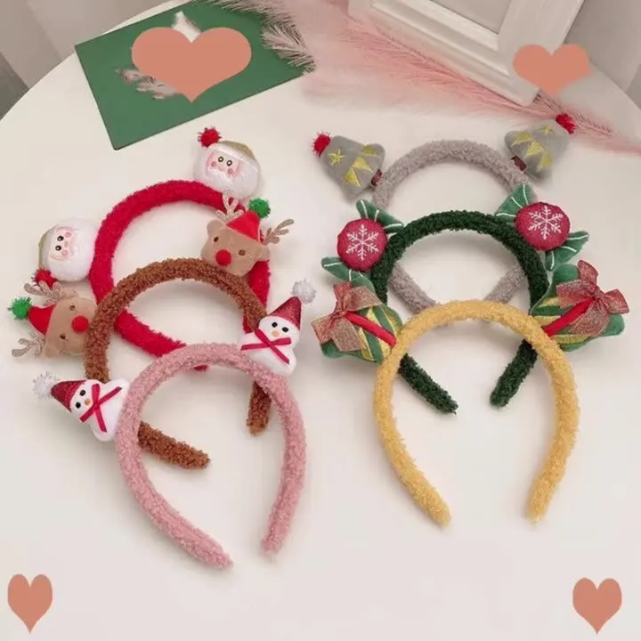 High Quality Christmas Antler Snowman Headband Plush Funny Headwear Girls Multicolor Santa Claus Headband