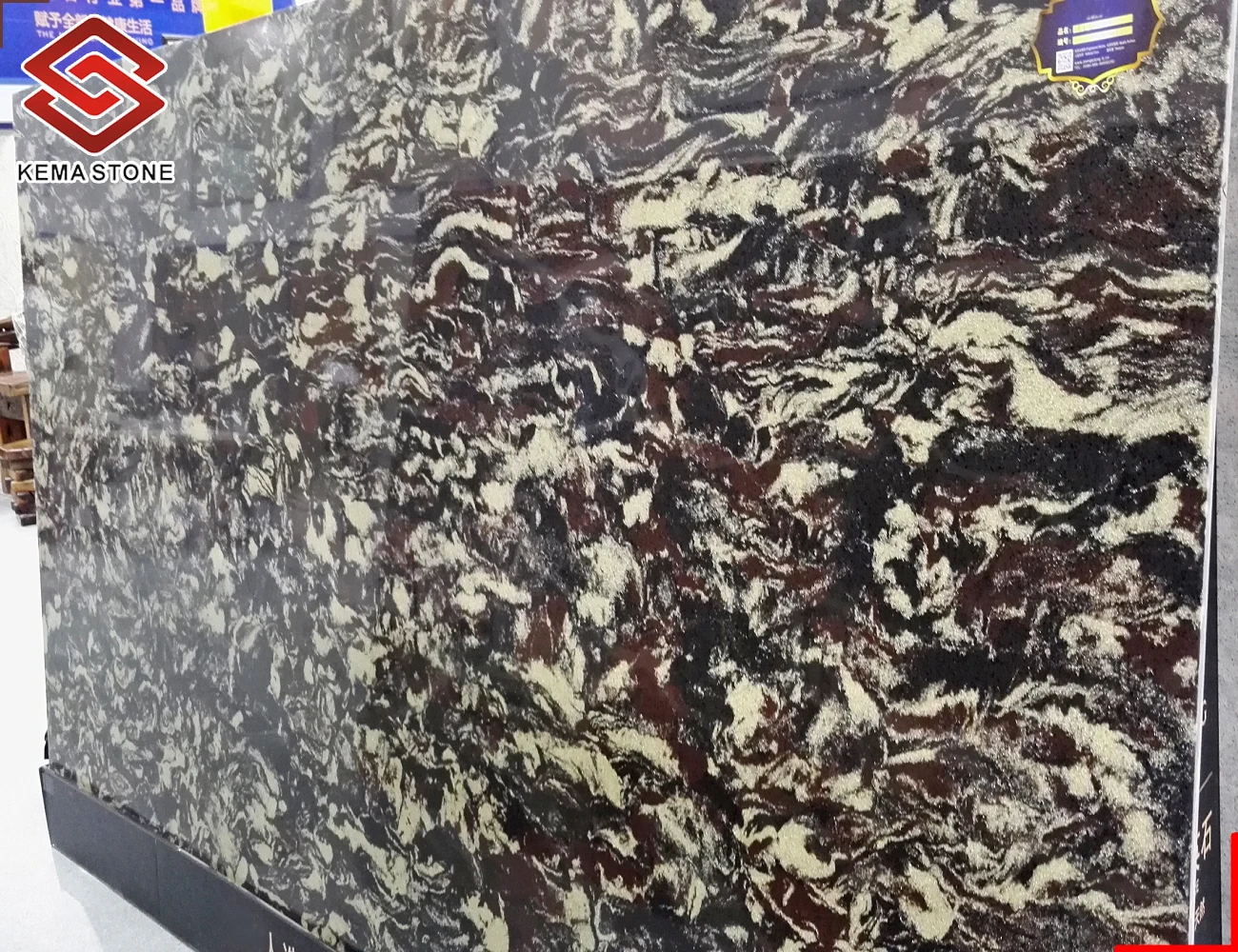 Latest Color Design Big Slabs Artificial Granite Look Stone Quartz for Worktops and tiles