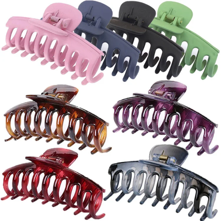 wholesale 11cm 4inch round Matte Smooth clear Big Claw Clip Nonslip Strong Hold Hair tortoiseshell hair clip claw large