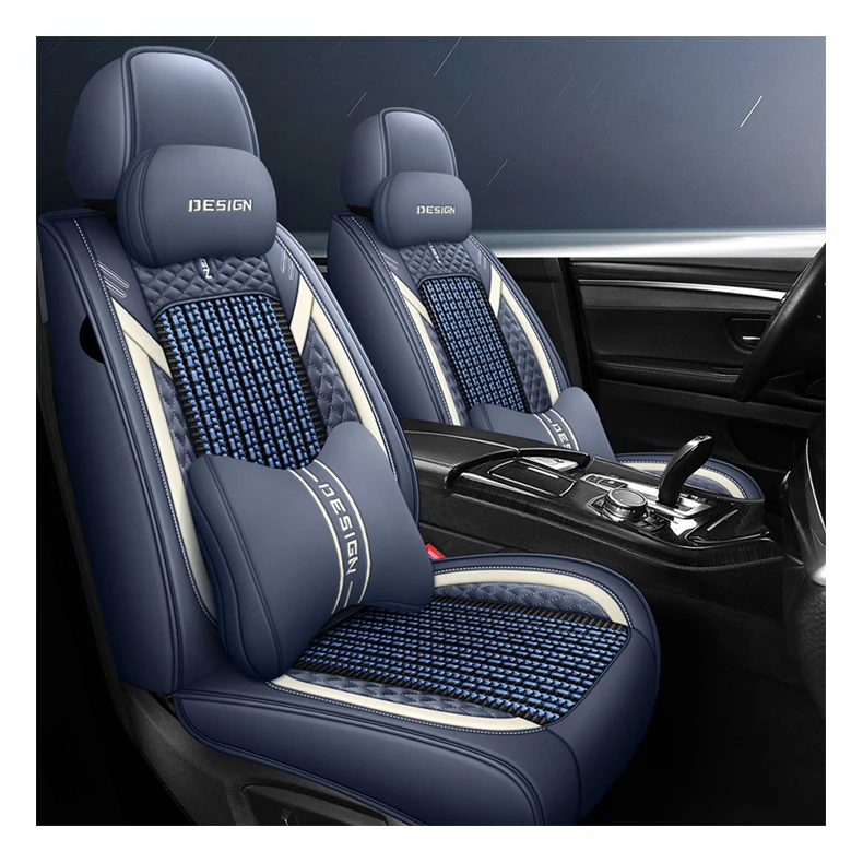Car Accessories Luxury Breathable Seat Cover 5D Four Season Universal Car Seat Cushion Full Set Leather Car Seat Cover