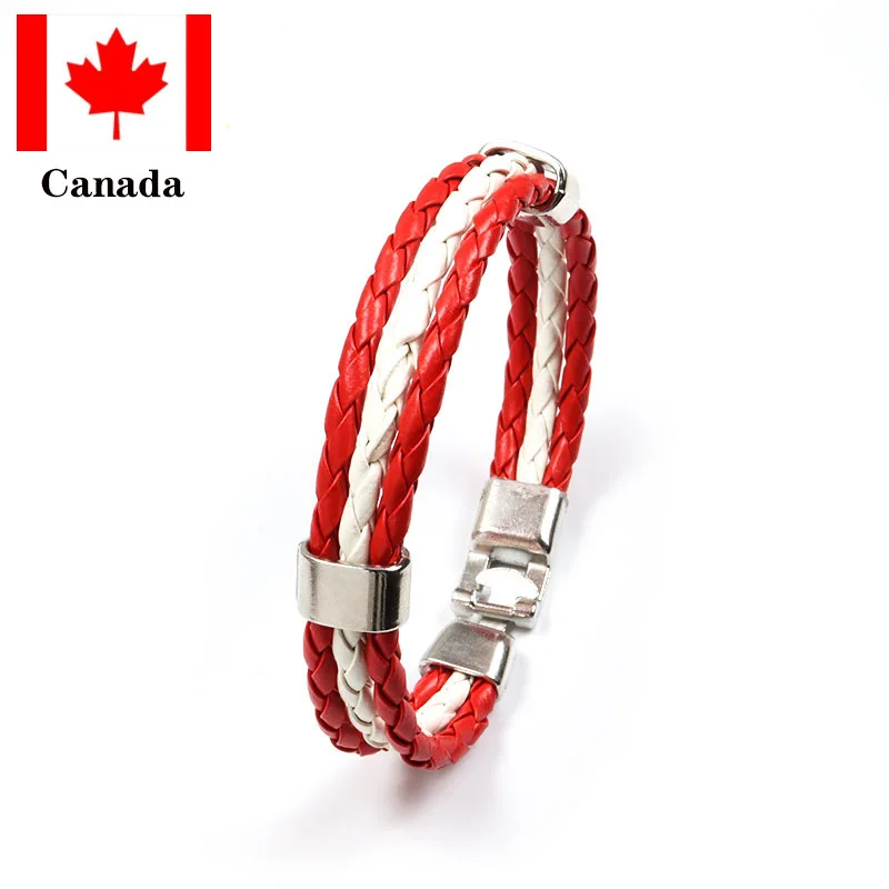 Wholesale Soccer Football National Team Country Flag Pu Leather Bracelet Bangle Gifts For Women Men Brothers