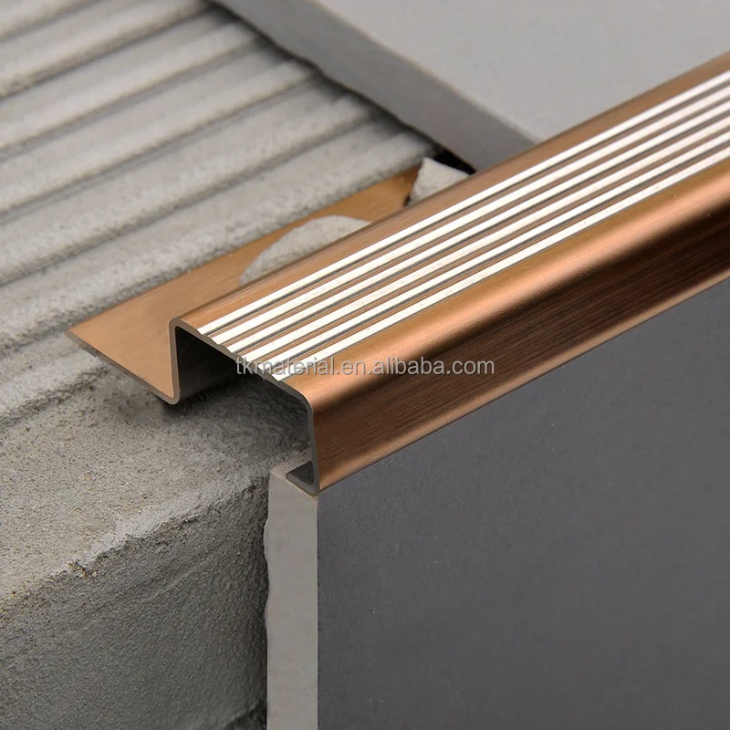 Modern Metal Corner Protectors Anti-Slip Strip Stair Nosing Trim Profiles Hotel Home Building Tile Edge Material Home Office