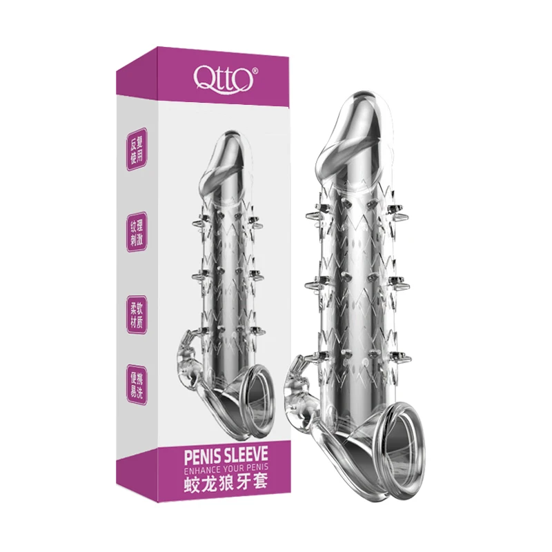 Hot sale Penis Sleeve Condom For Men  Delay Crystal Penis Sleeve for Male