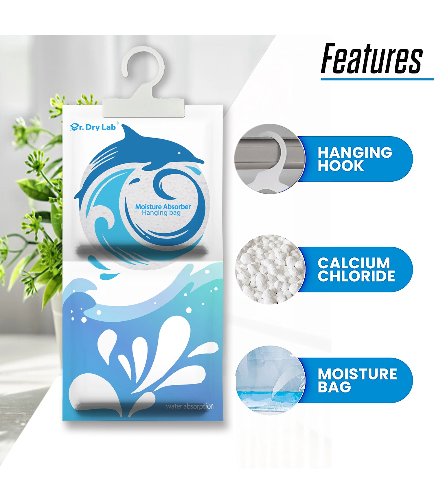 High absorption 500ml Indoor closet dehumidifier bag moisture absorber hanging bags