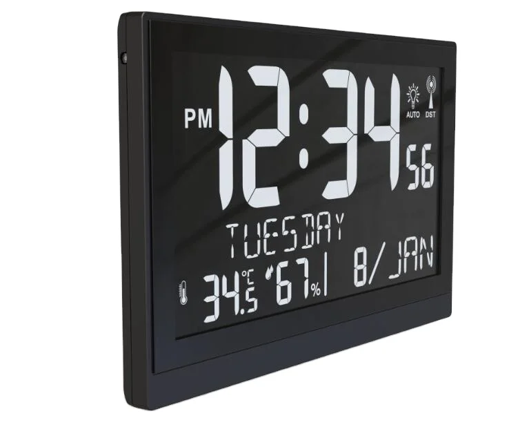 Radio Controlled Clock Digital LCD Temperature and Humidity Clear Display Alarm Table Wall Clock RCC Clock