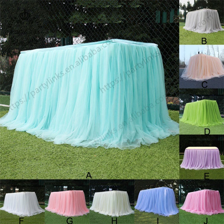 Tulle Table Skirt Party Tablecloth Home Garden Decoration Candy Colors Wedding Table Veils Tablecloth for Home Outdoor