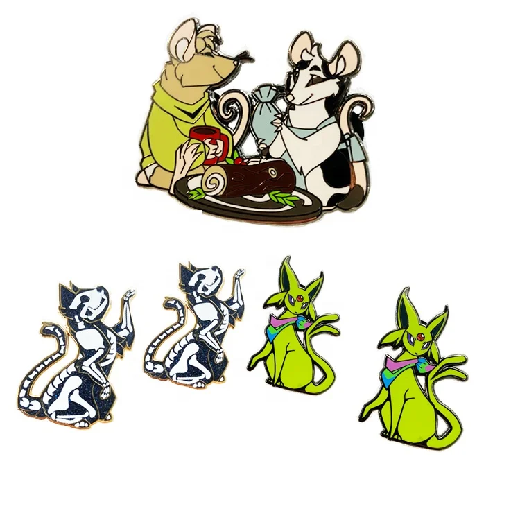 Free Sample Custom made Glitter Soft Hard Enamel Gold Metal Badge Logo cute Animal Lapel Pin