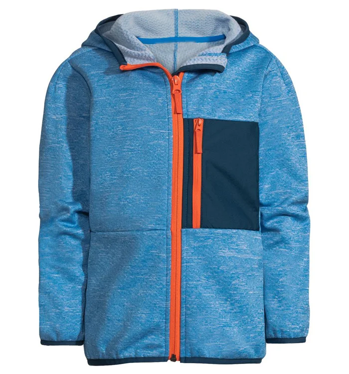 Wholesale kids outdoor hoody melange fleece jacket