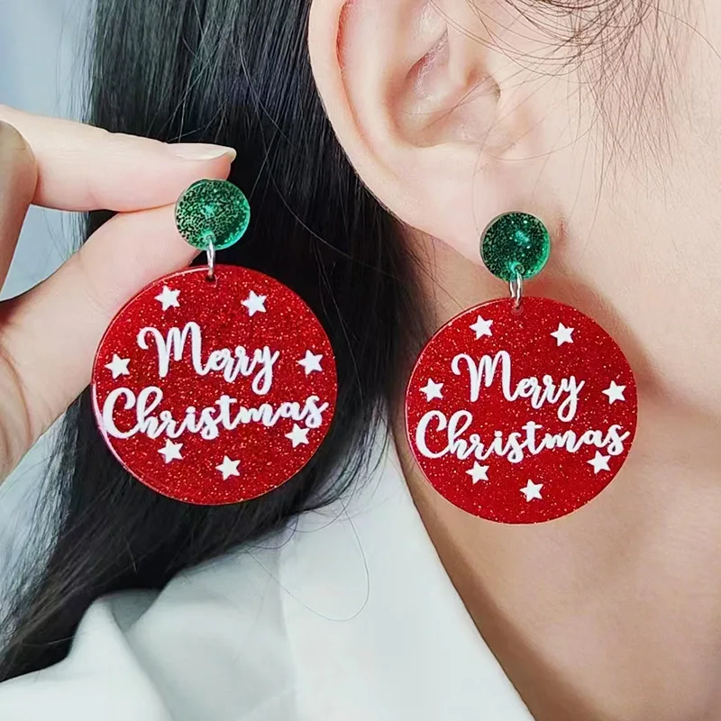 KL OEM Pendiente De NavidadPopular 2023 Christmas AcrylicTree Earrings Jewelry For Gift