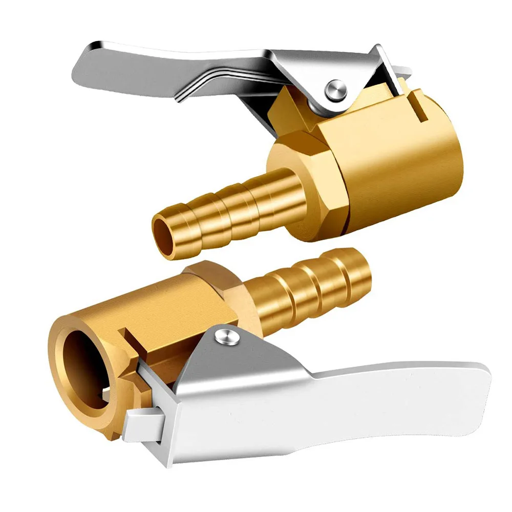 6mm  8mm tire valve inflation brass air chuck with clip, tire chuck hose end with for hose repair