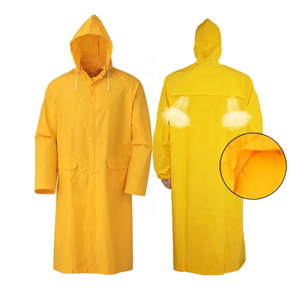 One piece yellow gown waterproof oil chemical resistant industrial adult raincoat for men