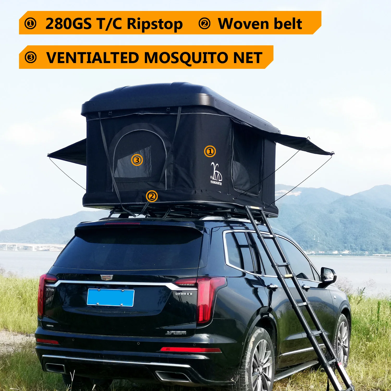 2021 New outdoor camping pop up foldable hard shell vehicle open SUV hardtop roof top tents car