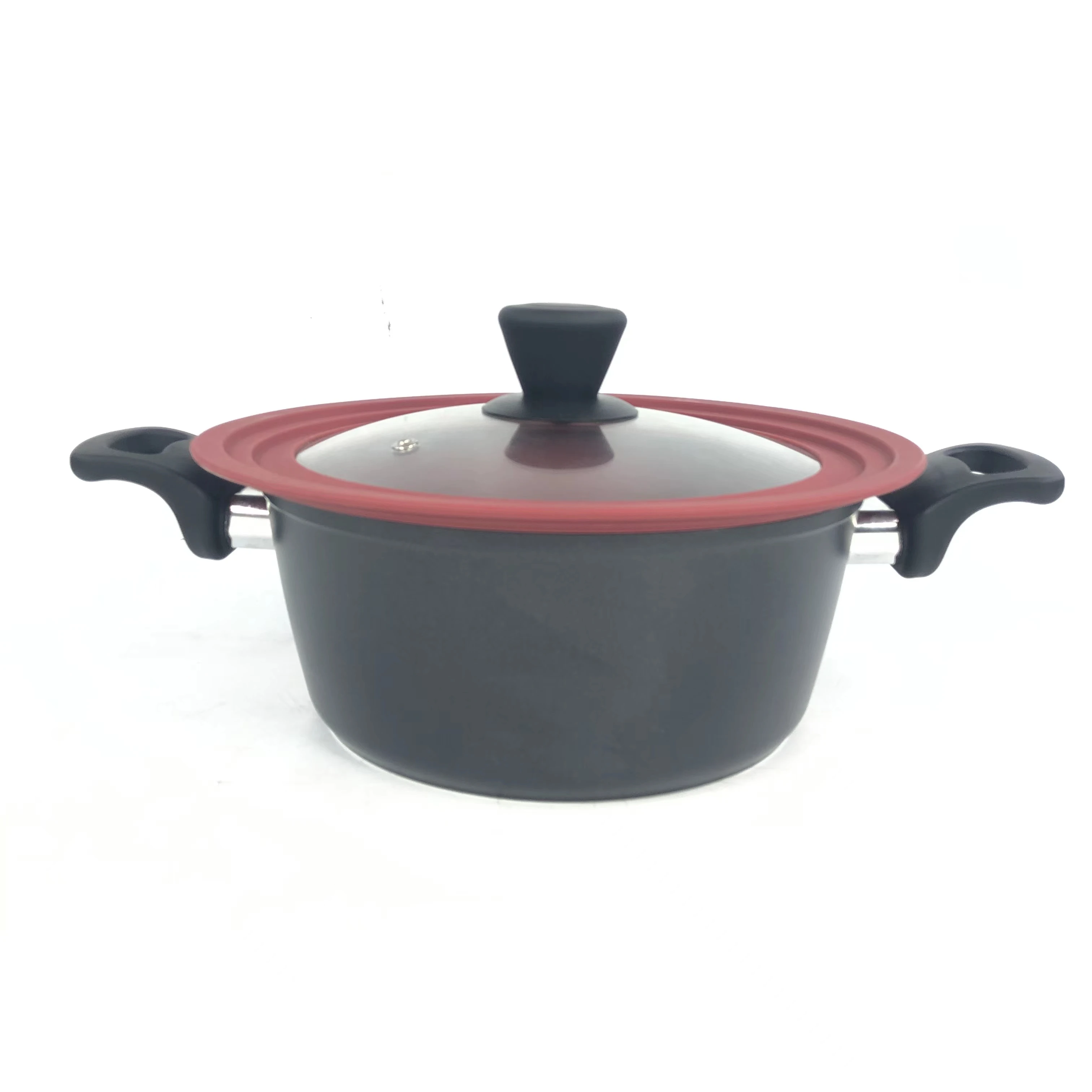 pink pots and pan set non stick cookware set silicone lid high quality pots and pans one lid suit all pan set non stick