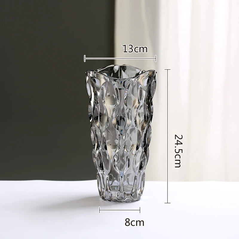 Factory Supply Home Decoration Modern Multi Colored Flower Vase Diamond Shaped Clear Glass Vase