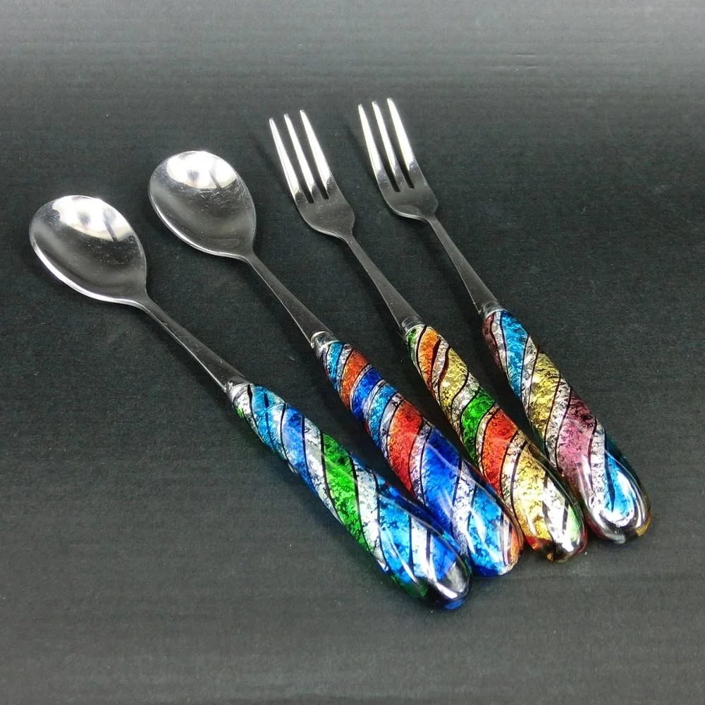 Murano glass tableware elegant fork and spoon dinner set