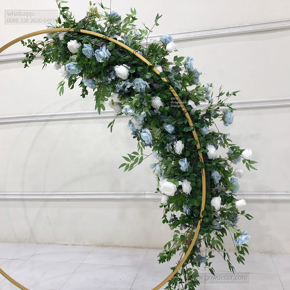 Artificial round flower arrangements metal wedding arch for outdoor and indoor events