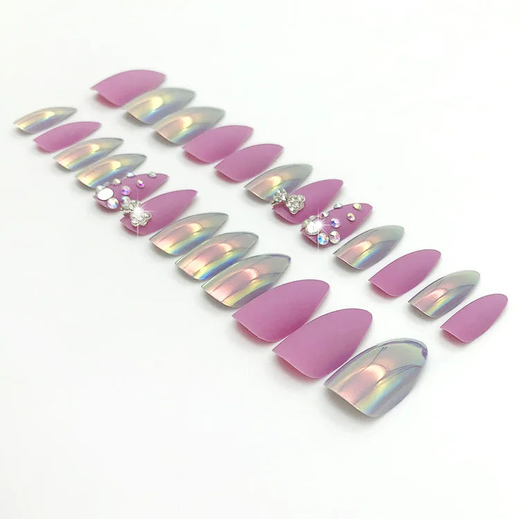 
NEWAIR luxury package custom press on nails pre glued nail designs art rhinestone point shape acrylic nail manufacturer 