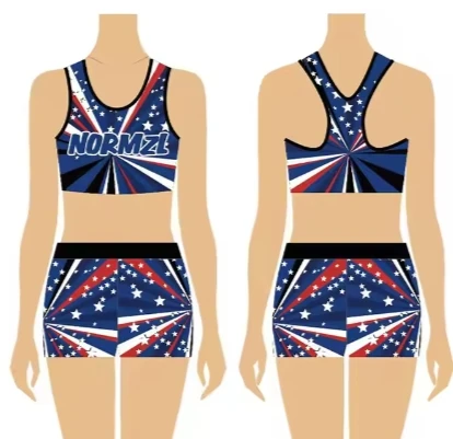 breathable comfortable practice wear crop top and short cheerleading uniform bra and short for team