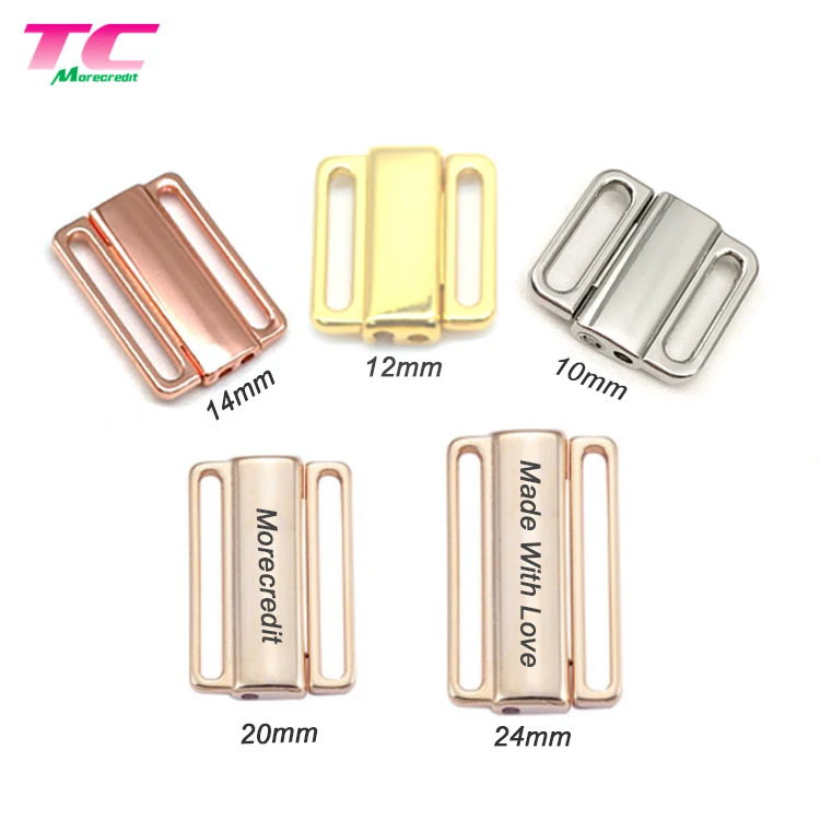 Rose Gold Metal Diamond Closure Clasp For Swimwear Bikini Lingerie Buckle Bra Strap in 12mm