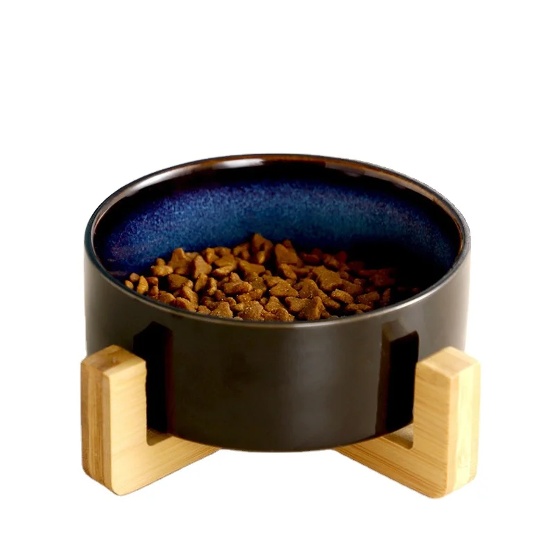 
Free Sample Customize Luxury Wooden Insulated Marble Pet Cat Dog Ceramic Dogs Bowl 