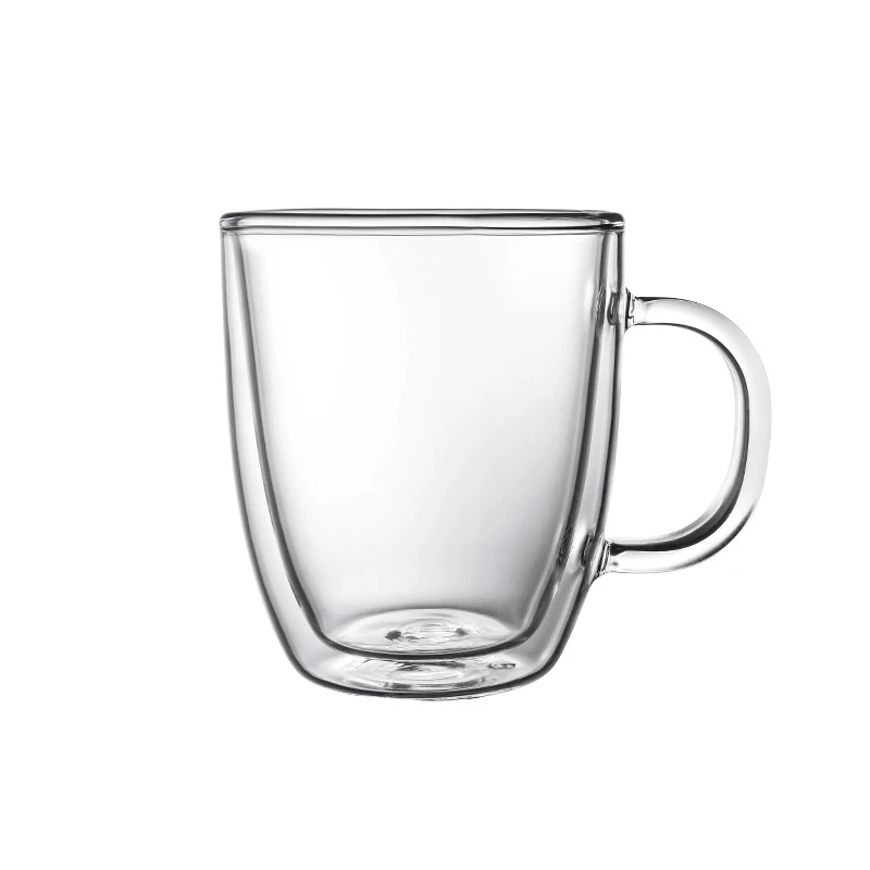Factory Direct Sales Spot Goods Transparent Wholesale Double Layered Cup With Handle Glass Strap Double Layered Cup