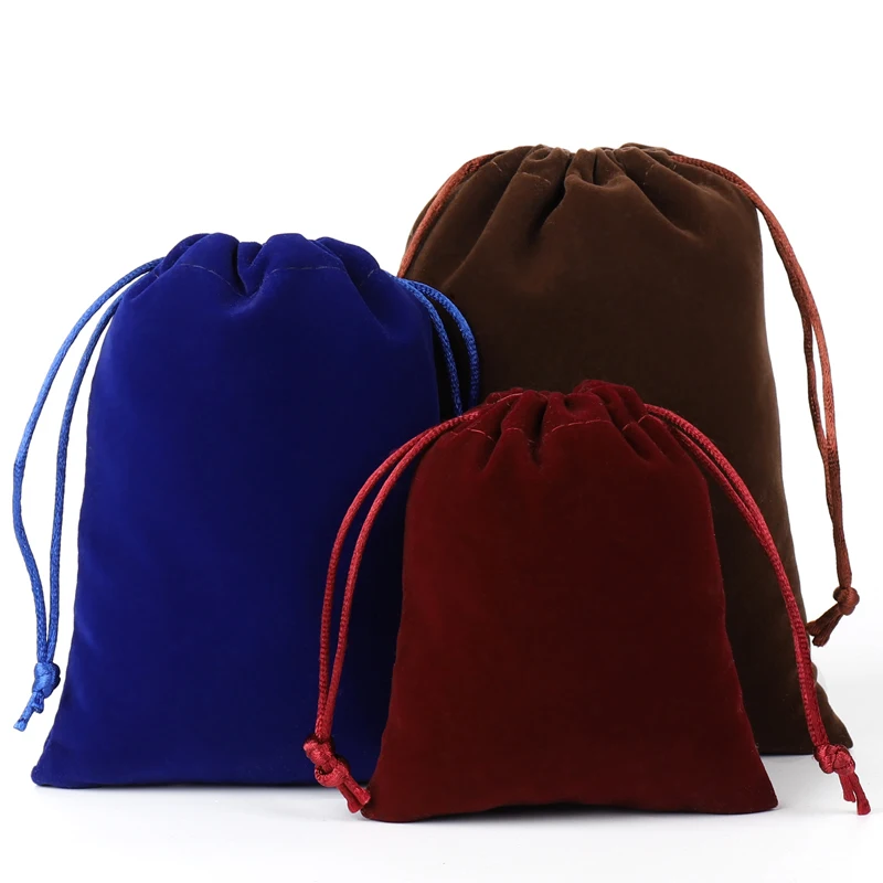 2022 Hot Sale Velvet Fabric Jewelry Pouches Small Drawstring Storage Packing Bag