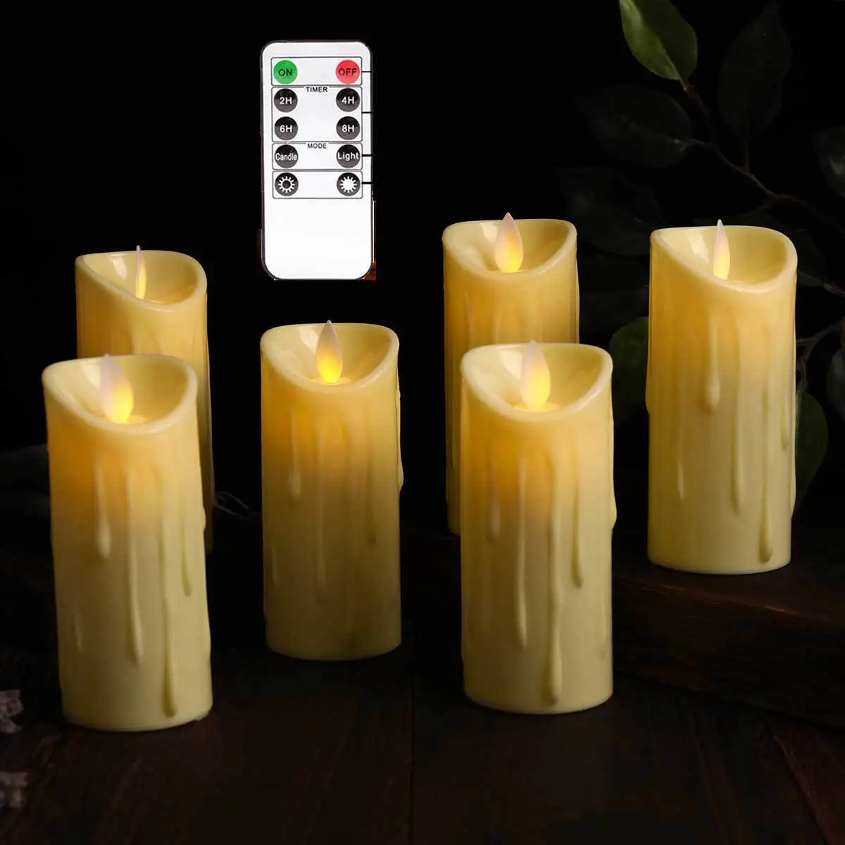 Flameless Candles with Remote Timer Flickering Tear Wave Shaped Tealight Real Wax Simulate Dripping led Candles