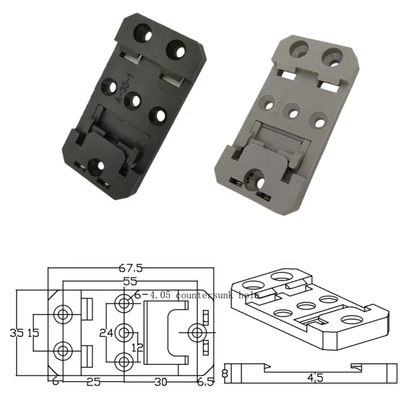 35mm Dinrail Adapter Bracket Heavy Duty Plastic Clip for Installation Plastic Clamp Accessory