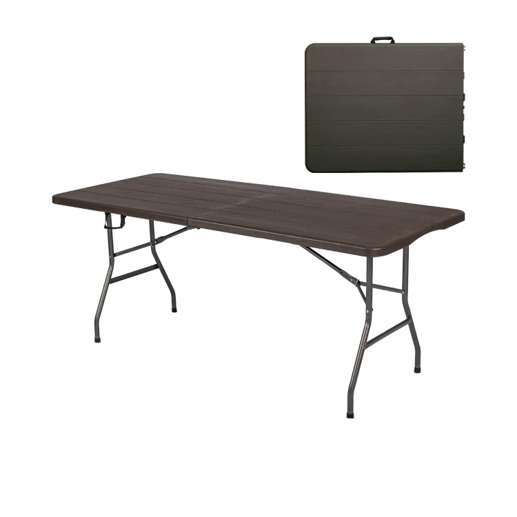 Новое поступление современный дизайн простая сборка деревянного зерна 6-футовый стол для пикника складной пластиковый