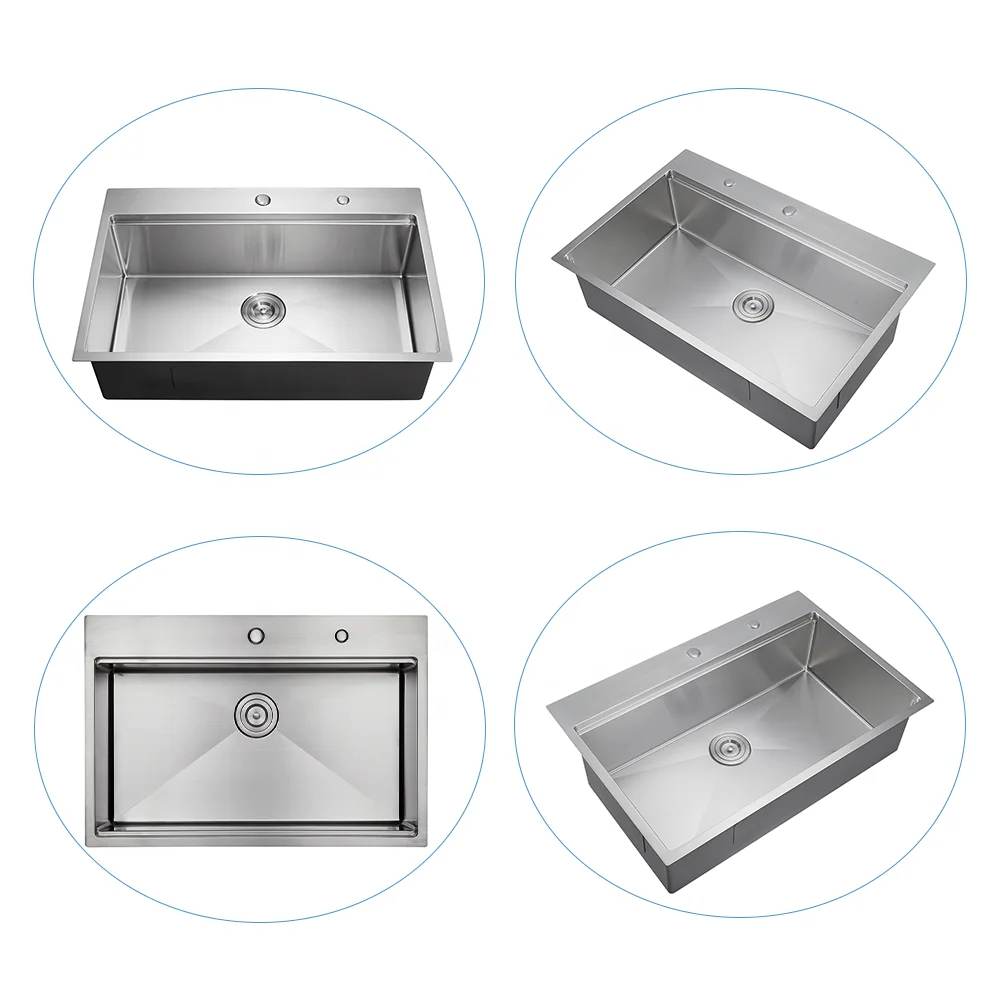 large single bowl stainless steel drop in sink above counter kitchen sink topmount sink
