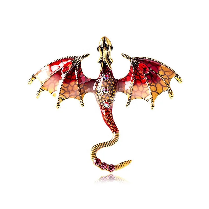Vintage oil-drop cartoon dragon-shaped brooch male and female couple personalized suit coat accessories pin accessories