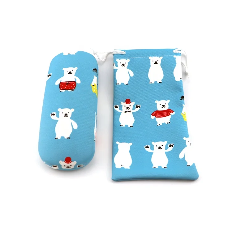 Kids lovely reading glasses case leather iron hard eyewear case portable eye frame cases glasses pouch