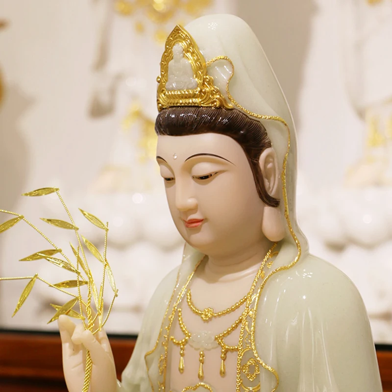 White marble Avalokitesvara Bodhisattva like Suwa three holy homes dedicated to Buddha statue decoration