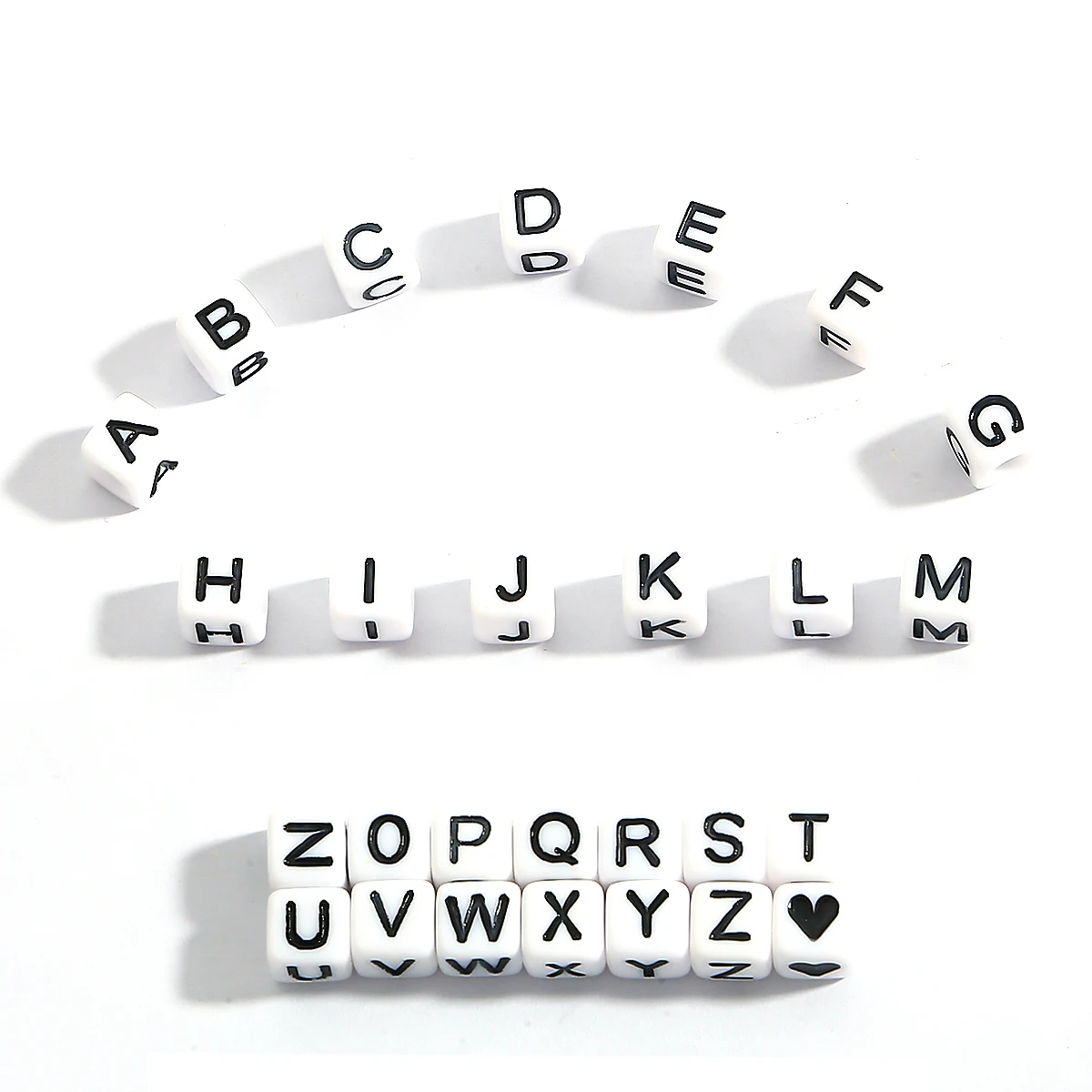 100pcs/Pack 6x6mm Plastic Acrylic English White Cube Letter Beads Alphabet Beads Text Beads
